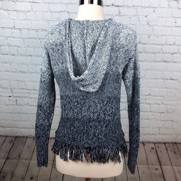 Hollister Hoodie Sweater w/fringe Navy/Wht… - Picture 2 of 5